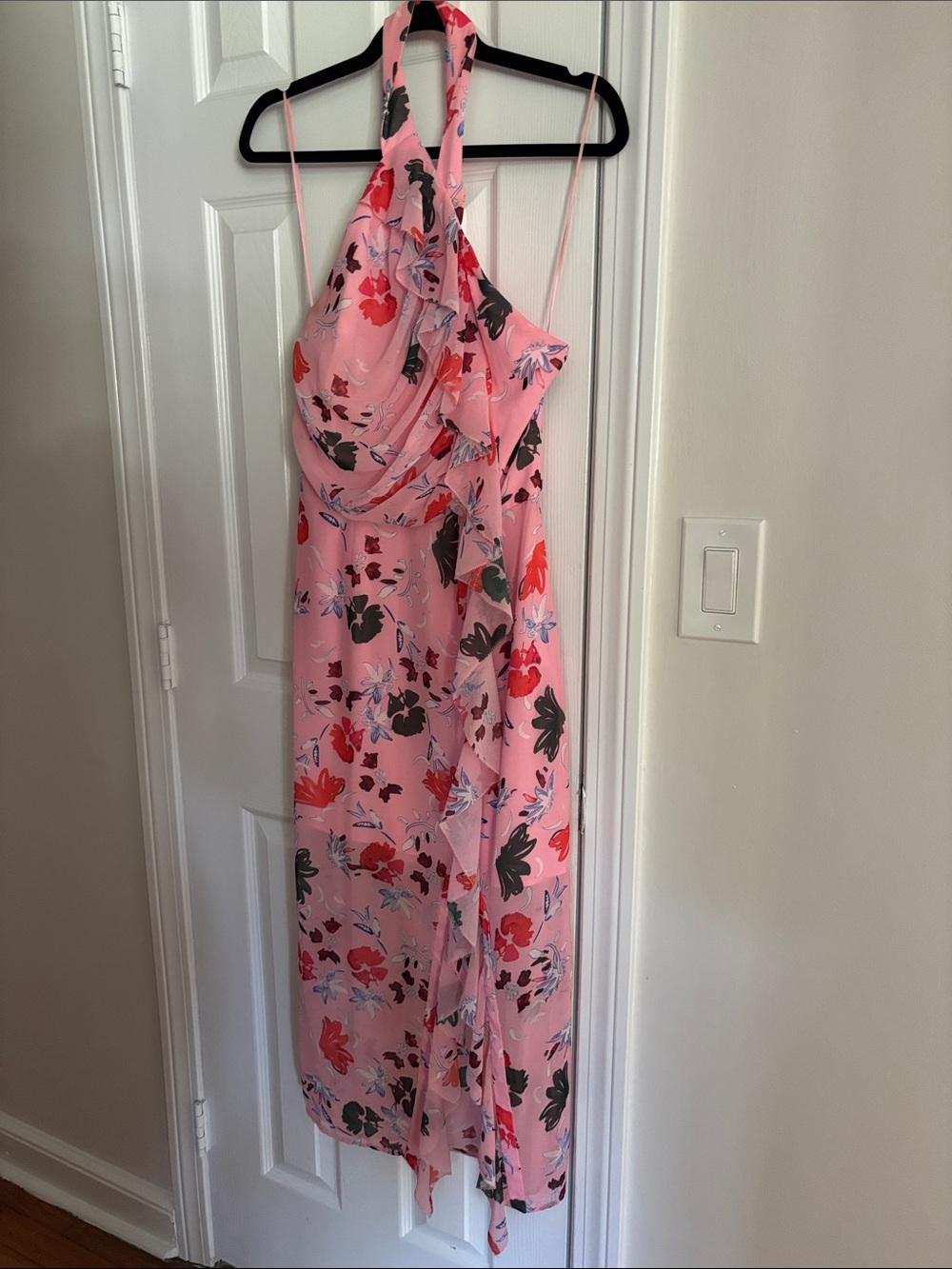 C/MEO Collective Pink Floral Halter Dress with Multicolor Accents
